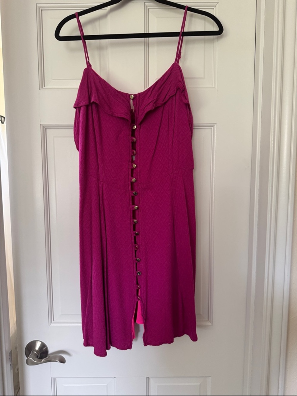 Mary & Mabel Magenta Button-Front Mini Dress